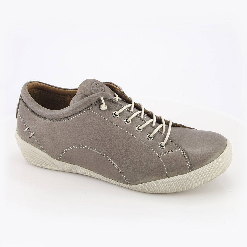 Γυναικείο Δερμάτινο Ανατομικό Sneaker με ελαστικά κορδόνια (Χρώμα Dark stone) - Safe Step 18403