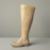 Γυναικεία Δερμάτινη Ανατομική Over Knee Μπότα με Φερμουάρ beige