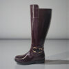 Γυναικεία Δερμάτινη Ανατομική Μπότα με Μεταλλική Αγκράφα & Φερμουάρ bordeaux rogan