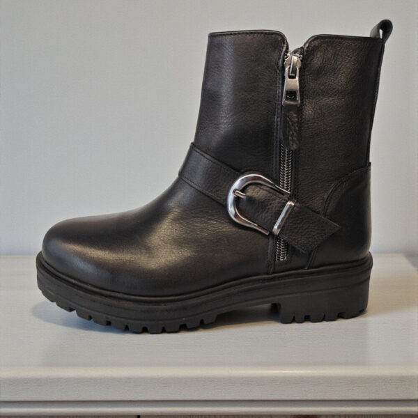 Γυναικείο Δερμάτινο Ανατομικό Μποτάκι με Φερμουάρ BLACK