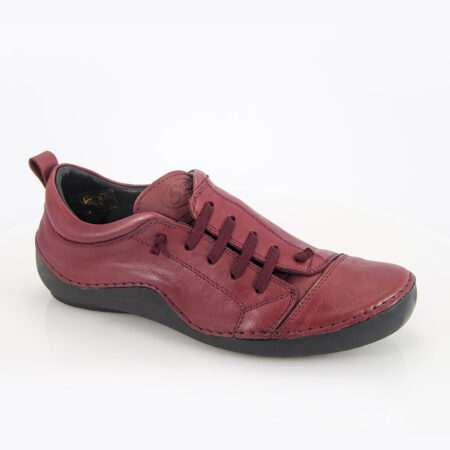 Γυναικείο Δερμάτινο Ανατομικό Sneaker με ελαστικά κορδόνια – Safe Step 23506/23 blood